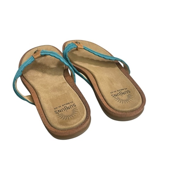G.H. BASS & CO. SUNJUNS TURQUOISE SUEDE LEATHER THONG FLIP FLOPS SANDALS 9M - Picture 2 of 12